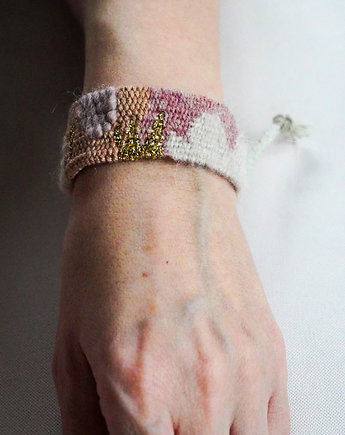 Bransoletka boho tkana na krośnie wiązana, Słońcem Tkane