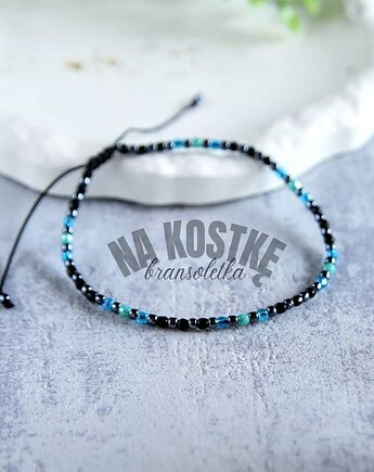 Czarny/turkus na kostkę, bransoletka na nogę, Mosca