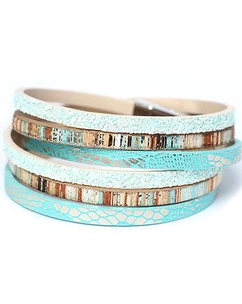 Pastelowa bransoletka turkusowo-beżowa, Kociokwik Jewelry