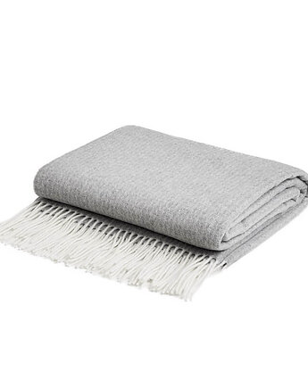 Koc z wełny merino z domieszką kaszmiru szary, White pocket