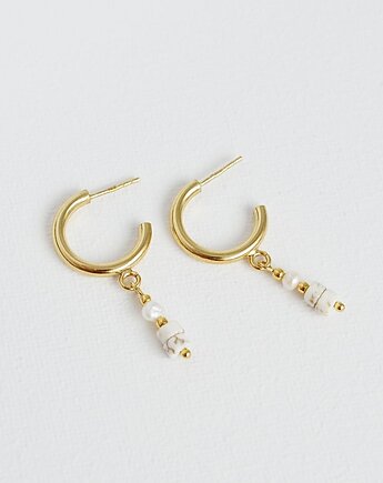 Kolczyki koła z howlitem i perłą, Laoni