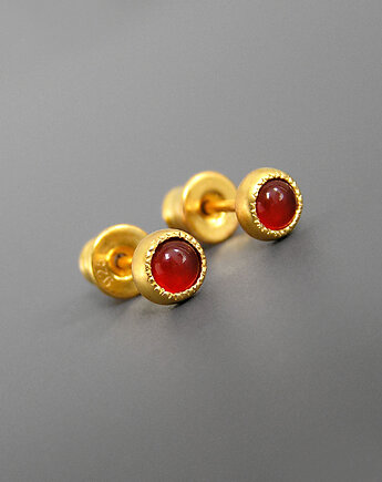 Kolczyki z karneolem, srebro pozłacane, Pastelove Jewelry