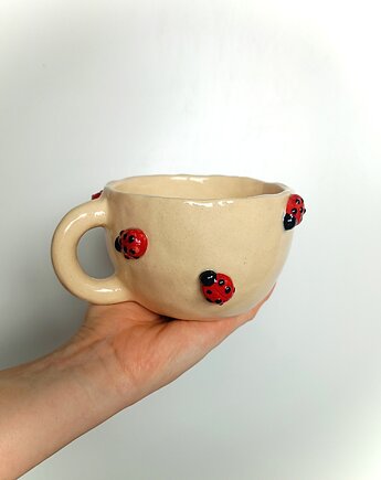 Ceramiczny ręcznie robiony kubek w biedronki, Ceramic Reve