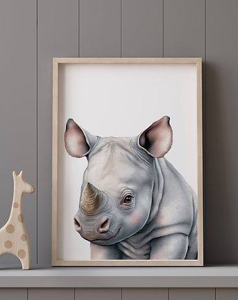 Plakat do pokoju dziecięcego z nosorożcem P100, TamTamTu