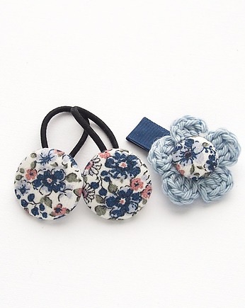 Komplet do włosów kwiatek i gumeczki ELLA BLUE, Momilio