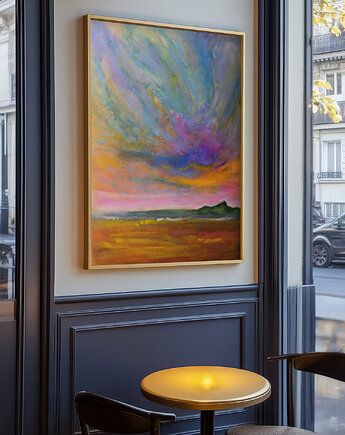 Plakat Niebiański Niepokój reprodukcja pasteli olejnych, JBJart Justyna Jaszke