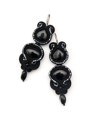 Duże kolczyki soutache glam czarne, maanuela