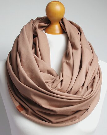 BEŻOWY komin damski na jesień, szalik bawełniany, duży komin oversize, Pracownia Rękodzieła Zolla