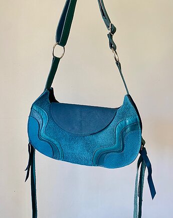 Skórzana turkusowa torebka handmade z upcyklingu, URCHYNN