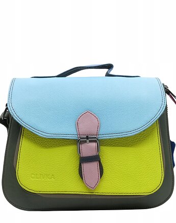 Torebka do ręki na ramię skórzana damska oryginalna kolorowa OLIVKA, Olivka Warsaw