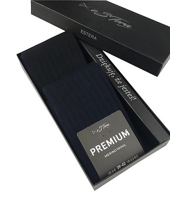 Zestaw  2 par z wełny merynos granat czerń, EsteraShop