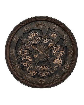 Zegar Metalowy Zegar Ścienny Miedziano Brązowy 76 cm, OKAZJE - Prezent na 70 urodziny