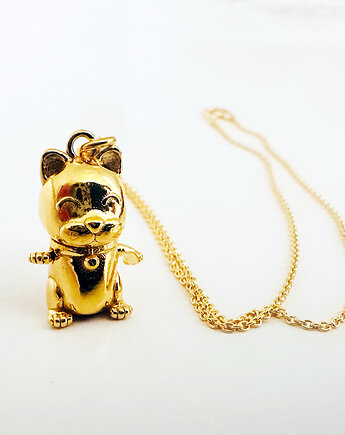 MANEKI NEKO Naszyjnik z kotem, złoty kotek na szczęście, Anemon Atelier