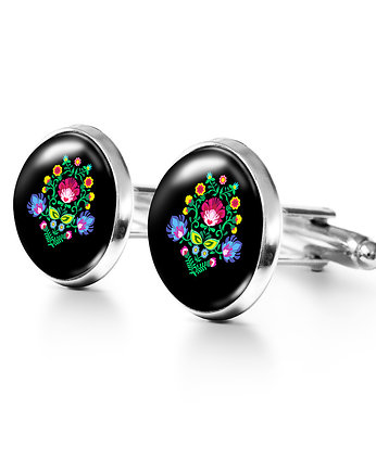 Folkowe czarne - spinki do mankietów, yenoo