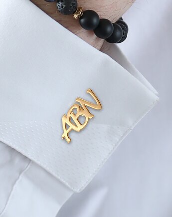 Złote spinki do mankietów litera na Prezent, ZaNa Design