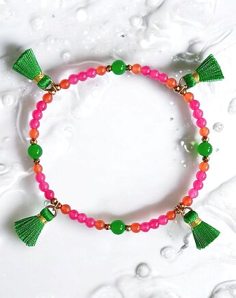 NA NOGĘ : summer fruits : jadeit i chwosty : róż-pomarańcz-zieleń, kaktusia