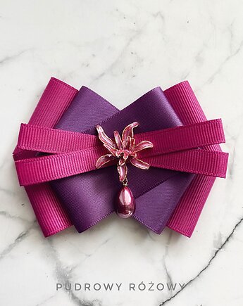 Brosza z Kwiatem i  perłą w kolorze bakłażana Nowość, Pudrowy Różowy