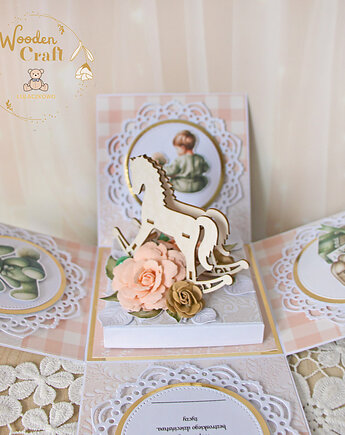 Exploding box chrzest, roczek, narodziny, prezent "PeachBaby" GOTOWY, Lulaczkowo