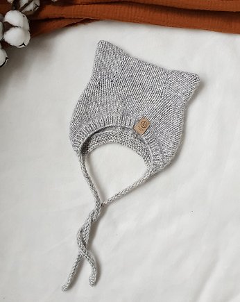 WINTER KITTY BONNET Light grey, La Dori Studio