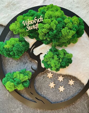 Drzewo Bonsai z chrobotkiem reniferowym: 39cm -prezent świąteczny, greenowacja