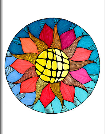 61. SŁONECZNA MANDALA - rysunek, plakat., kama4you