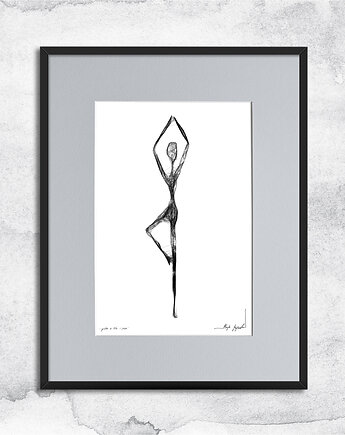 Minimalistyczna grafika z ramą nr 146 - joga, Maja Gajewska