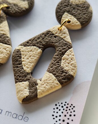 Kolczyki wiszące panterka zwierzęce khaki, Waszkamade