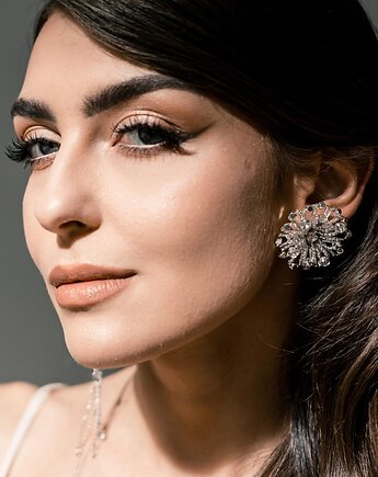 STELLA - srebrne kolczyki rozety w stylu glamour, Aureus Flos