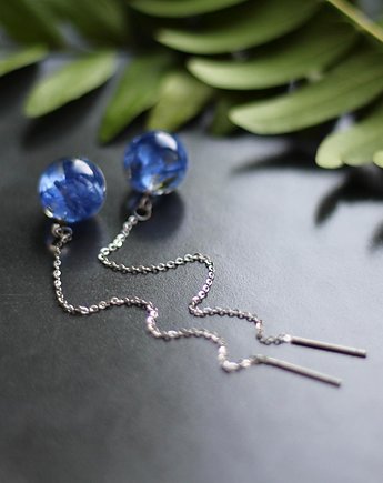 Wiszące kolczyk na łańcuszkui z kwiatami, Bioevgenika Jewelry