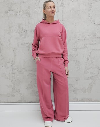 Komplet oversized kangurka i szerokie spodnie wide leg Malaga, Ablush