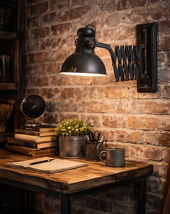 Kinkiet metalowy postarzany z wysięgnikiem Factory, MIA home