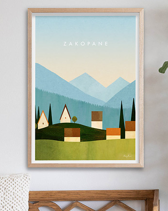 Zakopane - domki w górach - plakat fine art, minimalmill