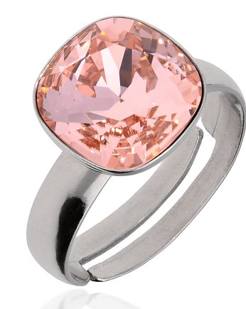 Srebrny pierścionek różowy Swarovski, KOM Biżuteria