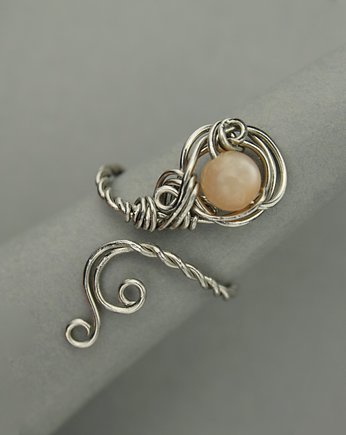 Pierścionek regulowany kamień słoneczny wire wrapping, Agata Rozanska