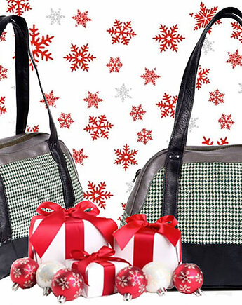 Skóra naturalna + wełna TOREBKA OLIWKA 100% handmade, Grażyna Łoboda