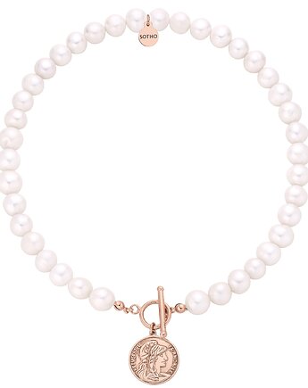 Naszyjnik z pereł naturalnych z monetą z różowego złota, SOTHO