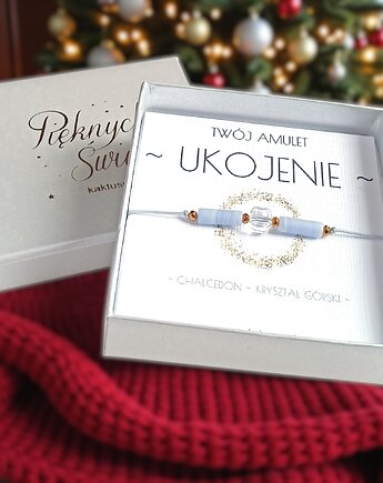 Amulet - UKOJENIE - świąteczne pudełko - CHALCEDON, KRYSZTAŁ GÓRSKI, kaktusia