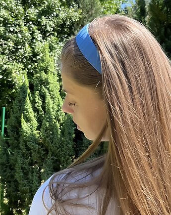 Jedwabna okręcana opaska do włosów Blue, Volie Line