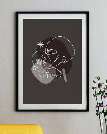 Plakat czarny pocałunek minimalistyczny, polkastudio