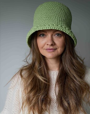 Kapelusz Nina, matcha, handmade, Sirka Handmade