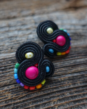 Kolorowe Lentinki- kolczyki soutache, Mró Soutache