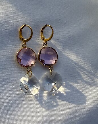 Kolczyki w odcieniach różu z kryształem Swarovskiego, Mia Mondo