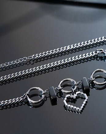 Cybercore serce * choker stal nierdzewna * cyber goth * gothic girl styl, youcore.exe