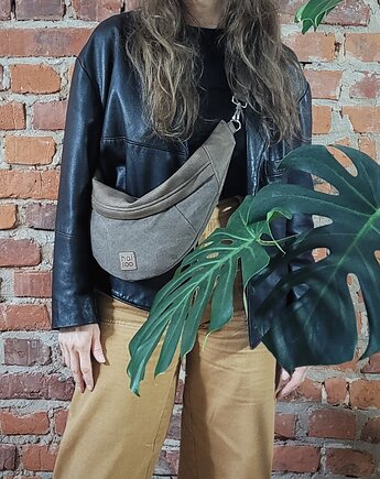 Nerka "Haru" brązowa bawełniana z ekoskórą, hairoo