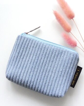 Portfel etui na karty ze sztruksu Błękitny, sabi tatka