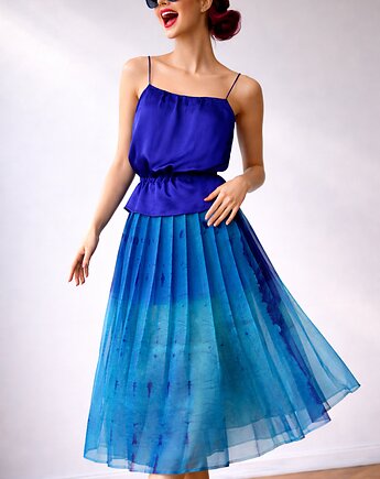 Jedwabna spódnica- sarong kobalt,  IMADEONE