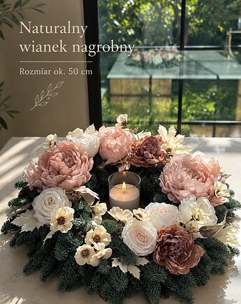 Naturalny wianek NAGROBNY bardzo trwały - 50cm, MOM&SISdekorują