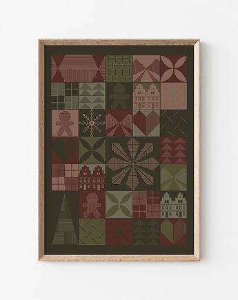 Plakat świąteczny VINTAGE GREEN, Anna Szondelmajer