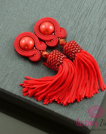 Czerwone kolczyki chwosty sutasz Ruby Sparkling Tassel, Ozdoby Ziemi