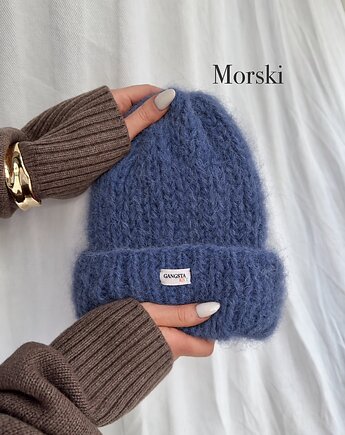 Puszysta czapka Cloud wełna merino alpaka *morski*, GANGSTA KNIT